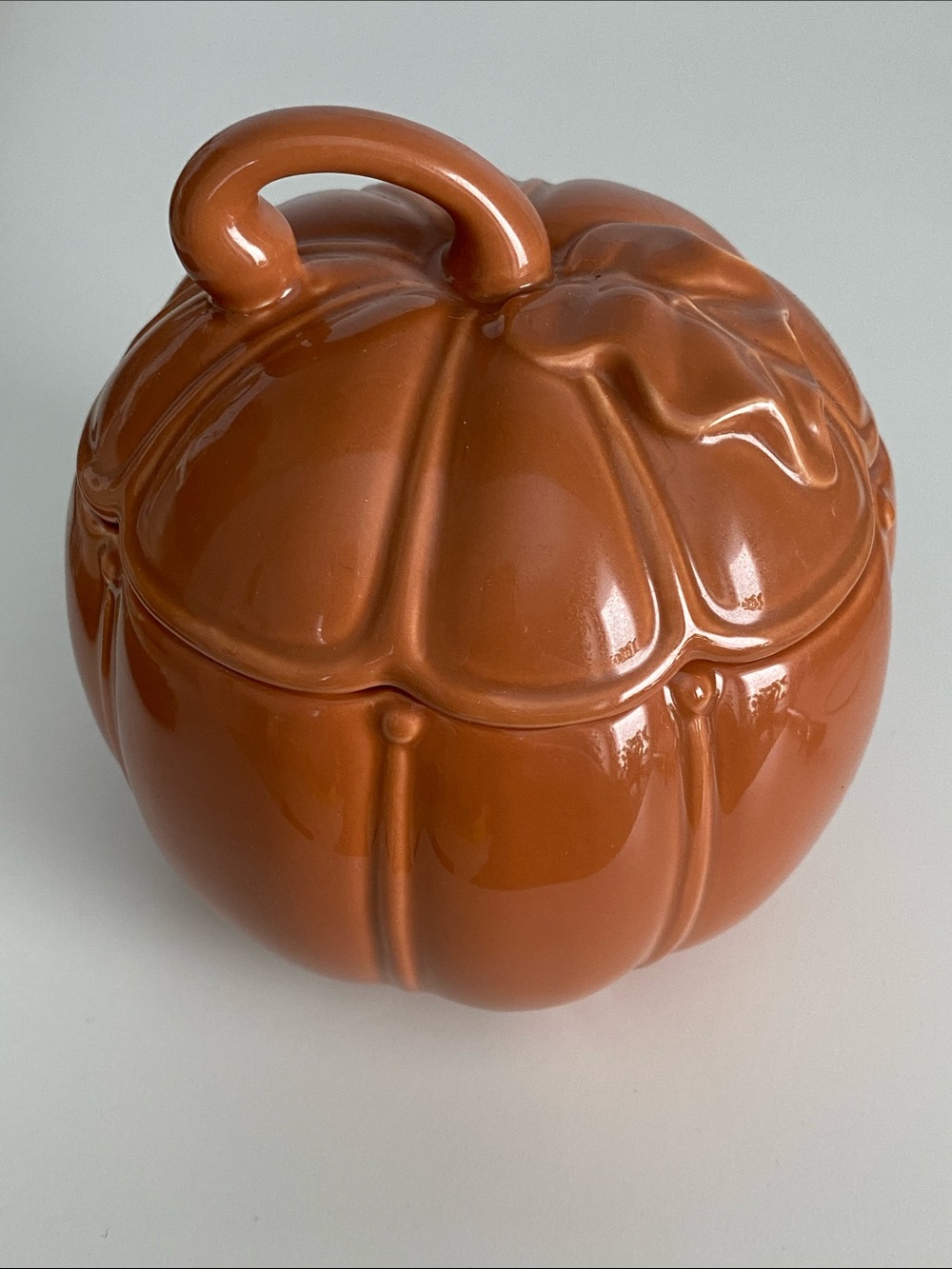 Harvest Pumpkin Ceramic Covered Dish - Orange